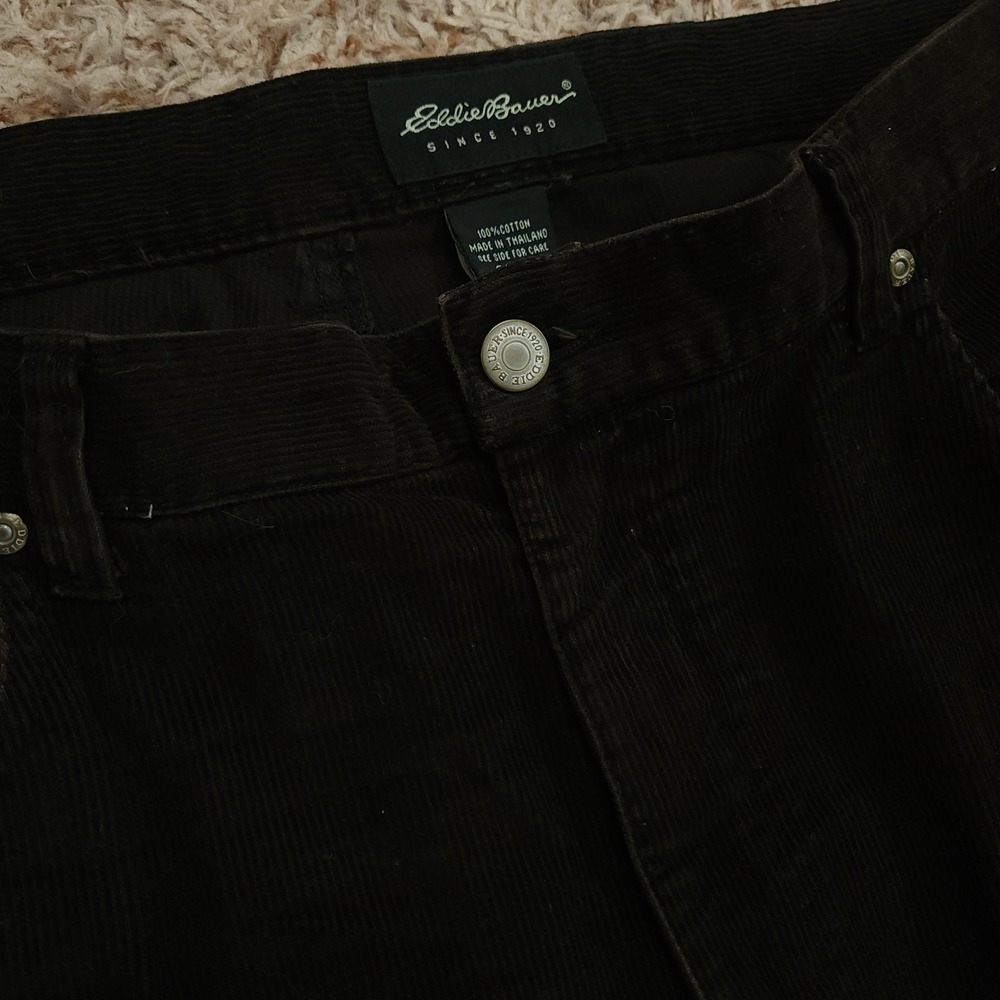 Eddie Bauer Corduroy Pants Mens 40x30 Black Straight Leg Cotton Five Pocket